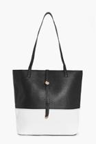 Boohoo Evie Monochrome Metal Detail Shopper Black