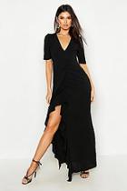 Boohoo Rouched Front Open Back Maxi Dress