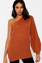 Boohoo Exposed Shoulder Balloon Sleeve Jumper