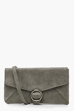 Boohoo Ring Buckle Clutch With Strap