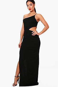 Boohoo Di One Shoulder Cut Out Detail Split Maxi Dress