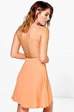 Boohoo Keira Strap Back Detail Woven Dress