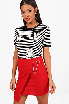 Boohoo Disney Mickey Hands Stripe Finger Crop