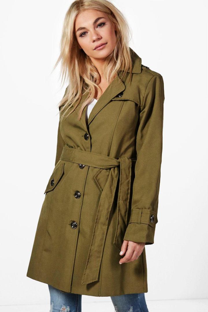 Boohoo Lucy Trench Coat Khaki