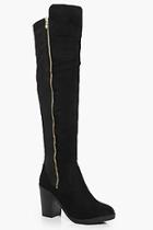 Boohoo Lena Zip Side Over The Knee Boot