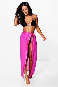 Boohoo Lilly Satin Tie Beach Sarong