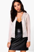 Boohoo Annabel Boutique Embellished Jacket Nude