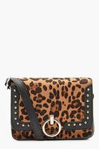 Boohoo Ring Pull And Stud Leopard Cross Body