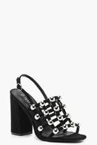 Boohoo Emily Cage Studded Block Heels