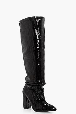 Boohoo Premium Ems Sequin Over The Knee Boot
