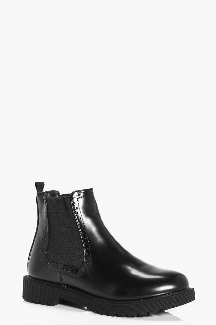 Boohoo Scarlet Patent Chelsea Boot Black
