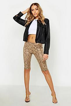 Boohoo Leather Look Snake Print Cycling Short