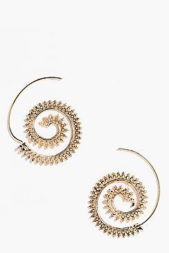 Boohoo Louisa Boho Scroll Hoop Earrings