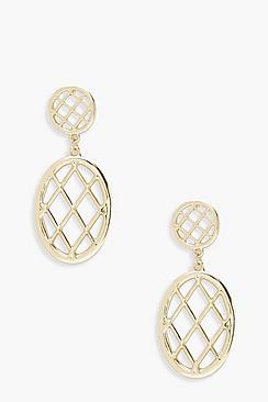Boohoo Cage Double Circle Earrings