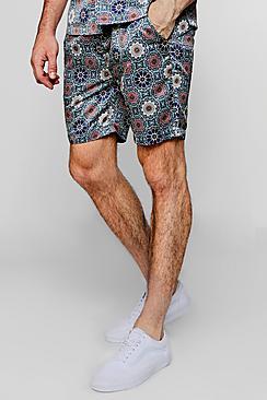 Boohoo Print Drawstring Satin Short Co-ord