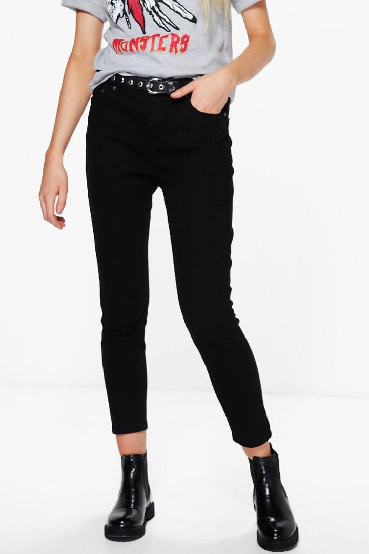 Boohoo Jess Mid Rise 30' Leg Skinny Jeans Black