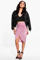 Boohoo Petite Lucy Ruched Wrap Midi Skirt