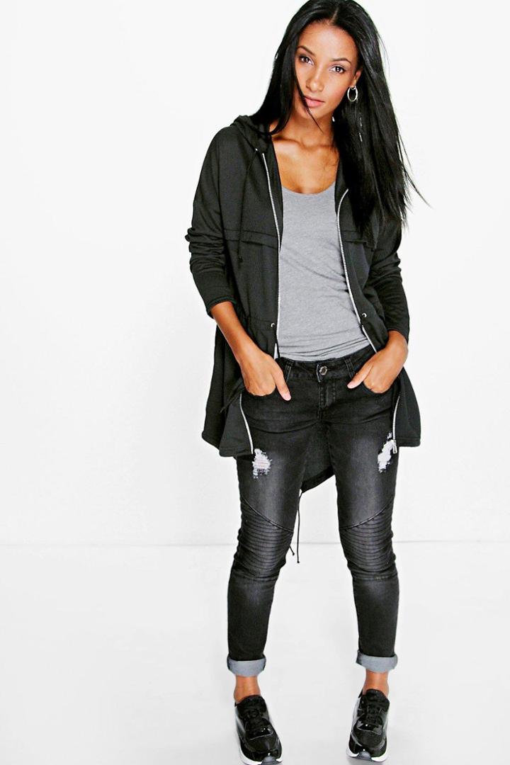 Boohoo Naomi Jersey Parka Black