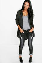 Boohoo Naomi Jersey Parka Black