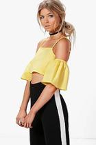 Boohoo Petite Lucile Woven Off The Shoulder Crop Top