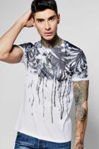 Boohoo White Floral Drip Slublimation T-shirt White