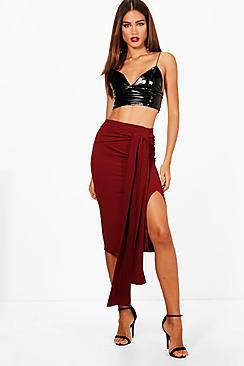 Boohoo Kate Woven Extreme Tie Midi Skirt