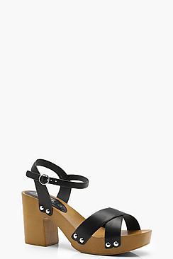 Boohoo Ruby Cross Strap Stud Trim Platforms