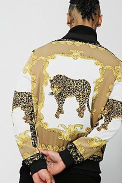Boohoo Baroque Leopard Print Bomber Jacket