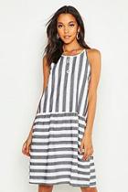 Boohoo Tall Stripe Linen Smock Dress