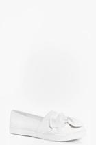 Boohoo Leah Knotted Bow Skater Shoe White