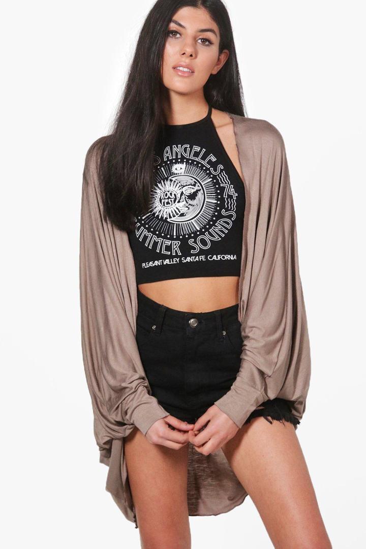Boohoo Jessica Batwing Kimono Mocha
