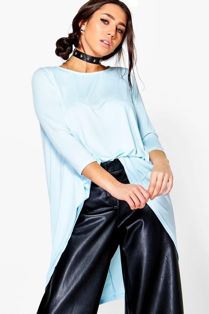 Boohoo Phoebe Curve Hem Tunic Blue