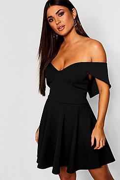 Boohoo Off The Shoulder Skater Dress