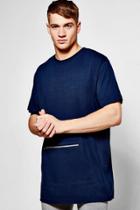 Boohoo Oversized T-shirt With Kangaroo Pocket Navy