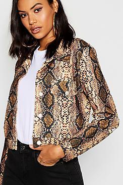 Boohoo Snake Print Trucker Jacket