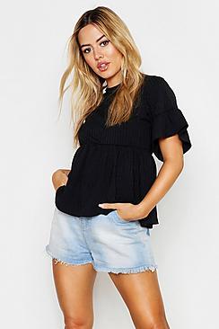 Boohoo Petite Ribbed Smock Top