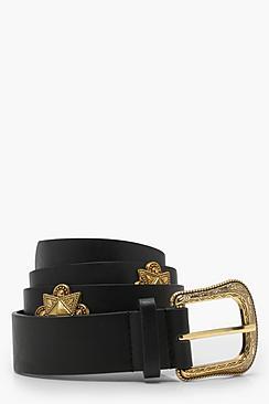 Boohoo Amy Skinny Studded Pu Belt