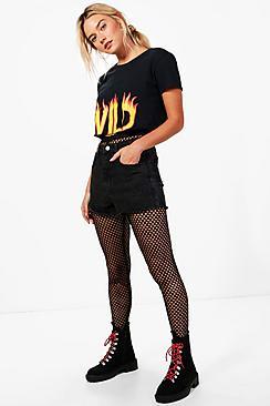 Boohoo Liana Fishnet Full Length Leggings