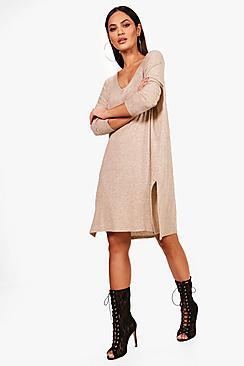 Boohoo V Neck Knitted Dress