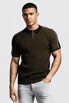 Boohoo Raglan Knitted Polo With Tipping