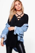 Boohoo Suzanne Slinky Strappy Neck Top Black