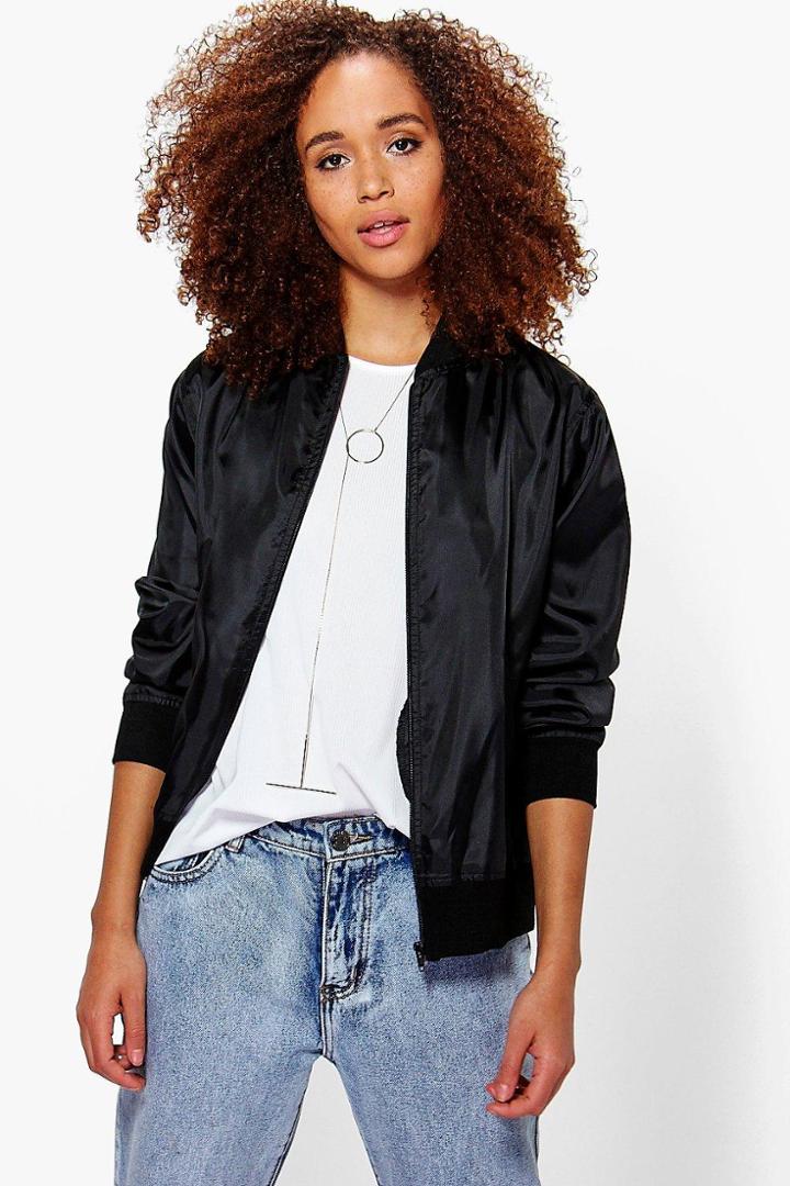 Boohoo Freya Basic Bomber Jacket Black