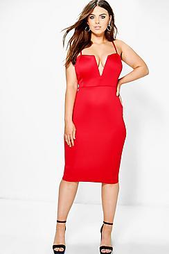 Boohoo Plus Soraya Plunge Midi Dress