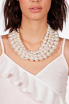 Boohoo Mila Statement Layered Pearl Choker