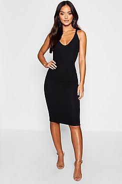 Boohoo Petite Side Buckle Detail Midi Dress