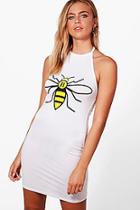 Boohoo Charity Manchester Bee Halterneck Bodycon Dress