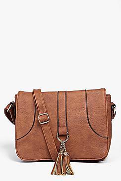 Boohoo Mia Loop And Tassel Saddle Cross Body Bag