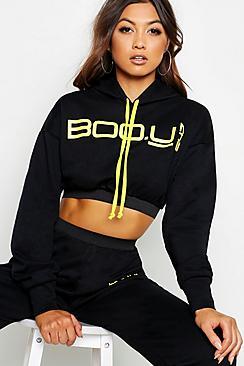 Boohoo Boo U 247 Crop Sweat With Hood
