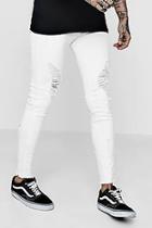 Boohoo White Super Skinny Jeans With Raw Hem