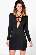 Boohoo Nala Harness Front Long Sleeve Bodycon Dress